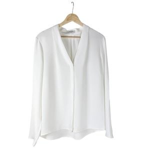 Aritzia Babaton Cream White Power Blouse Button Up Large